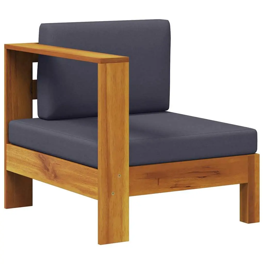 Middle Sofa Section One Armrest Grey Outdoor Garden Lounge Acacia Wood