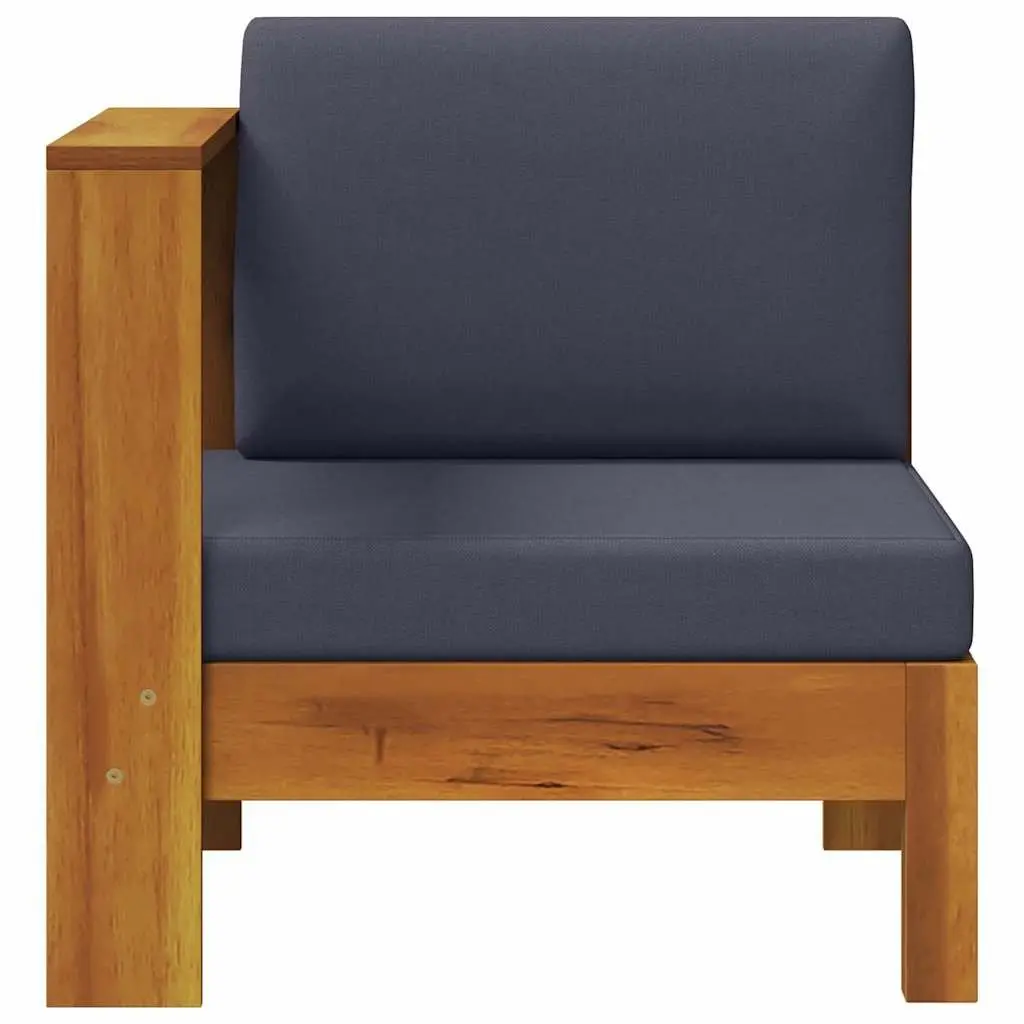 Middle Sofa Section One Armrest Grey Outdoor Garden Lounge Acacia Wood