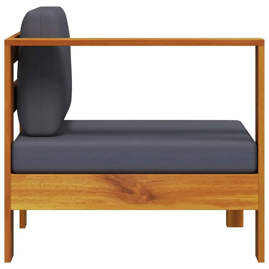Middle Sofa Section One Armrest Grey Outdoor Garden Lounge Acacia Wood