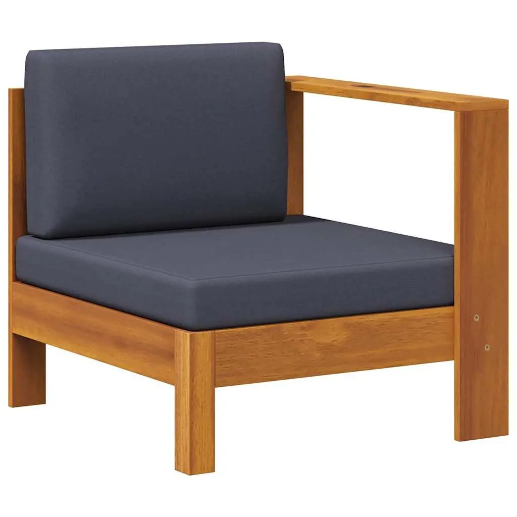 Outdoor Middle Sofa Sectional Unit 1 Armrest Garden Lounge Grey Acacia Wood