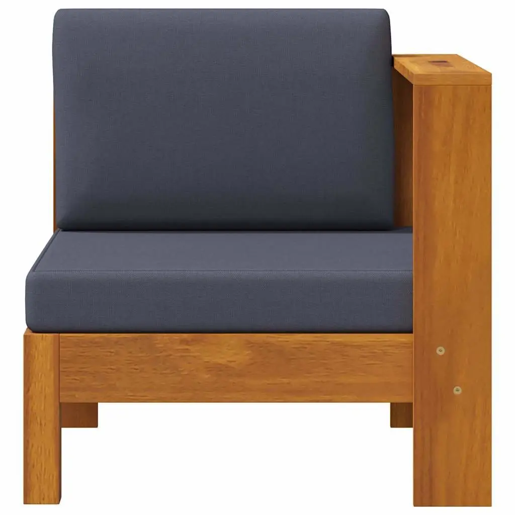 Outdoor Middle Sofa Sectional Unit 1 Armrest Garden Lounge Grey Acacia Wood