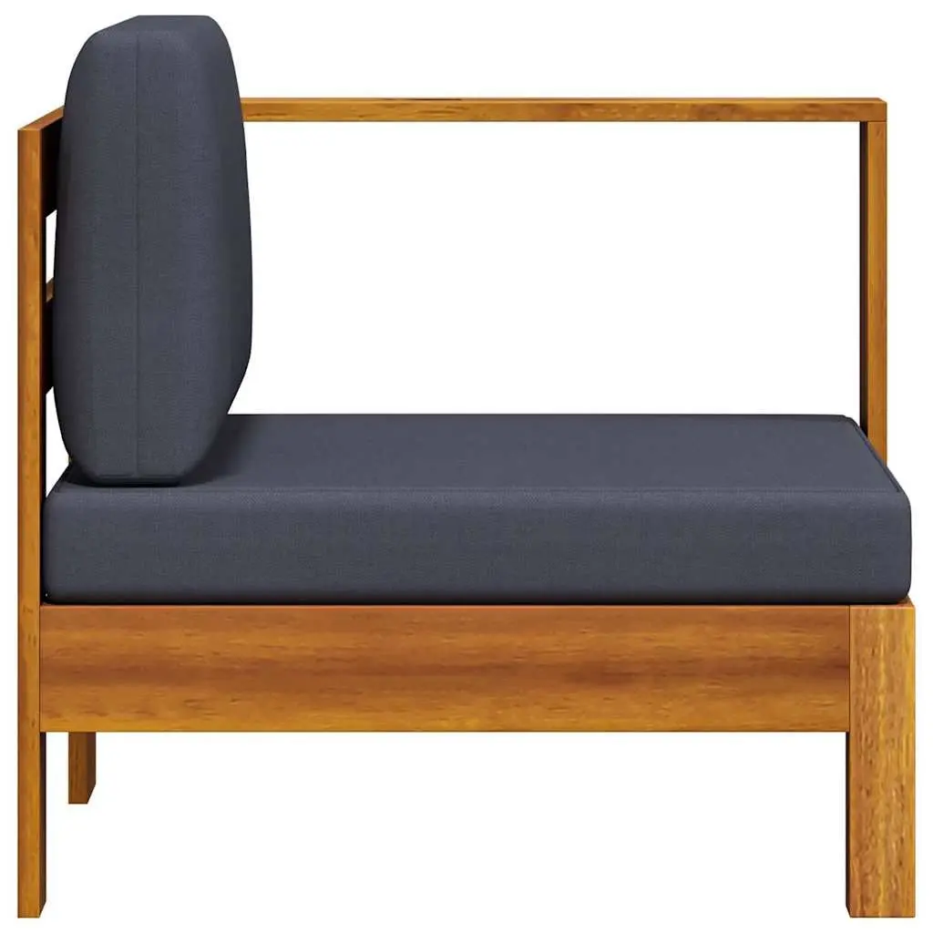 Outdoor Middle Sofa Sectional Unit 1 Armrest Garden Lounge Grey Acacia Wood