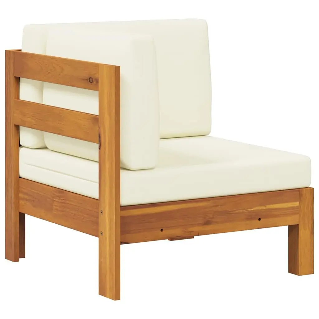 Outdoor Corner Sofa Solid Acacia Wood with Cream Cushions