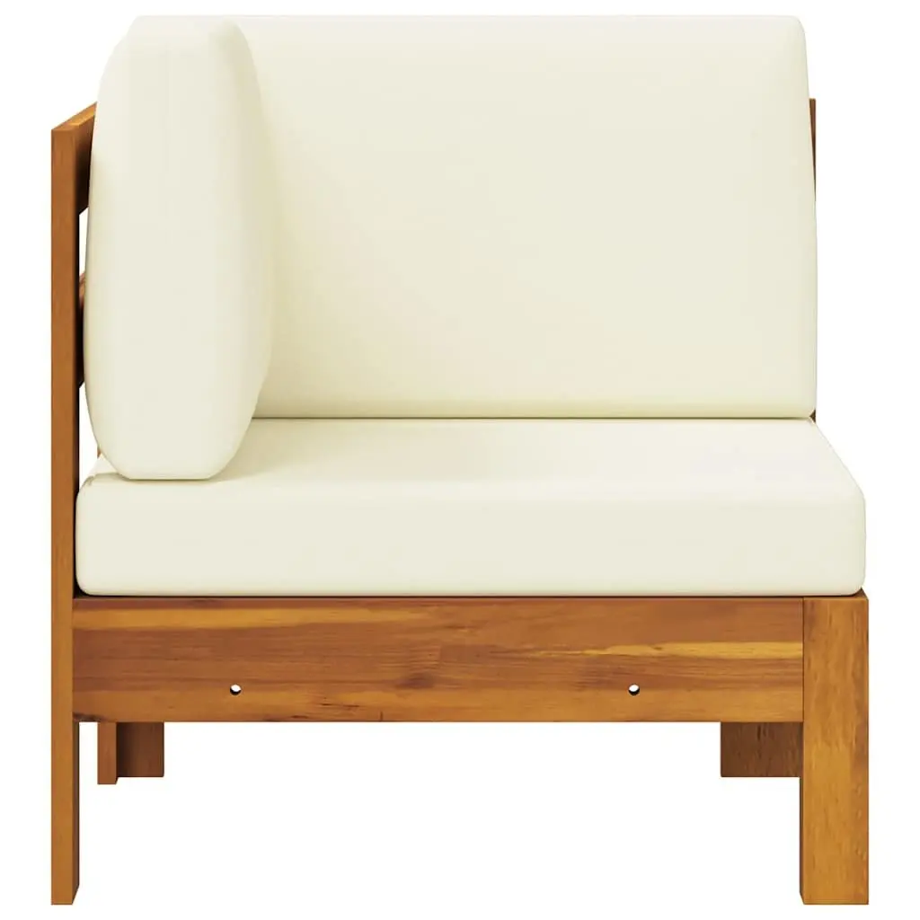 Outdoor Corner Sofa Solid Acacia Wood with Cream Cushions
