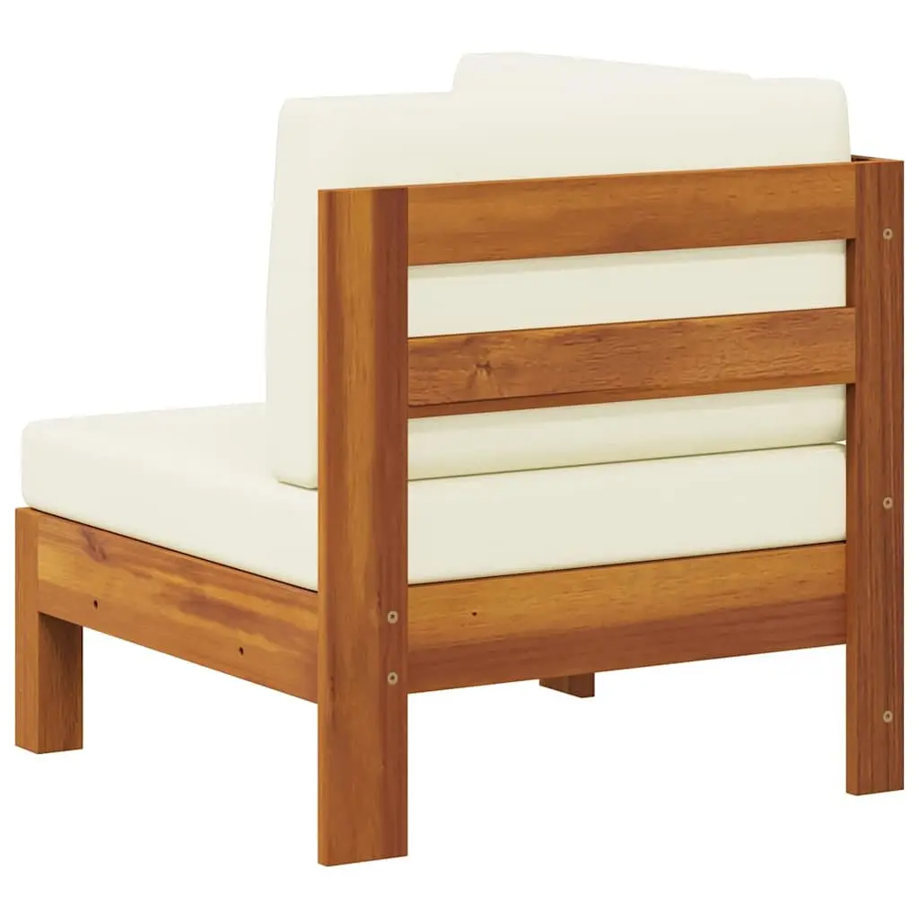 Outdoor Corner Sofa Solid Acacia Wood with Cream Cushions