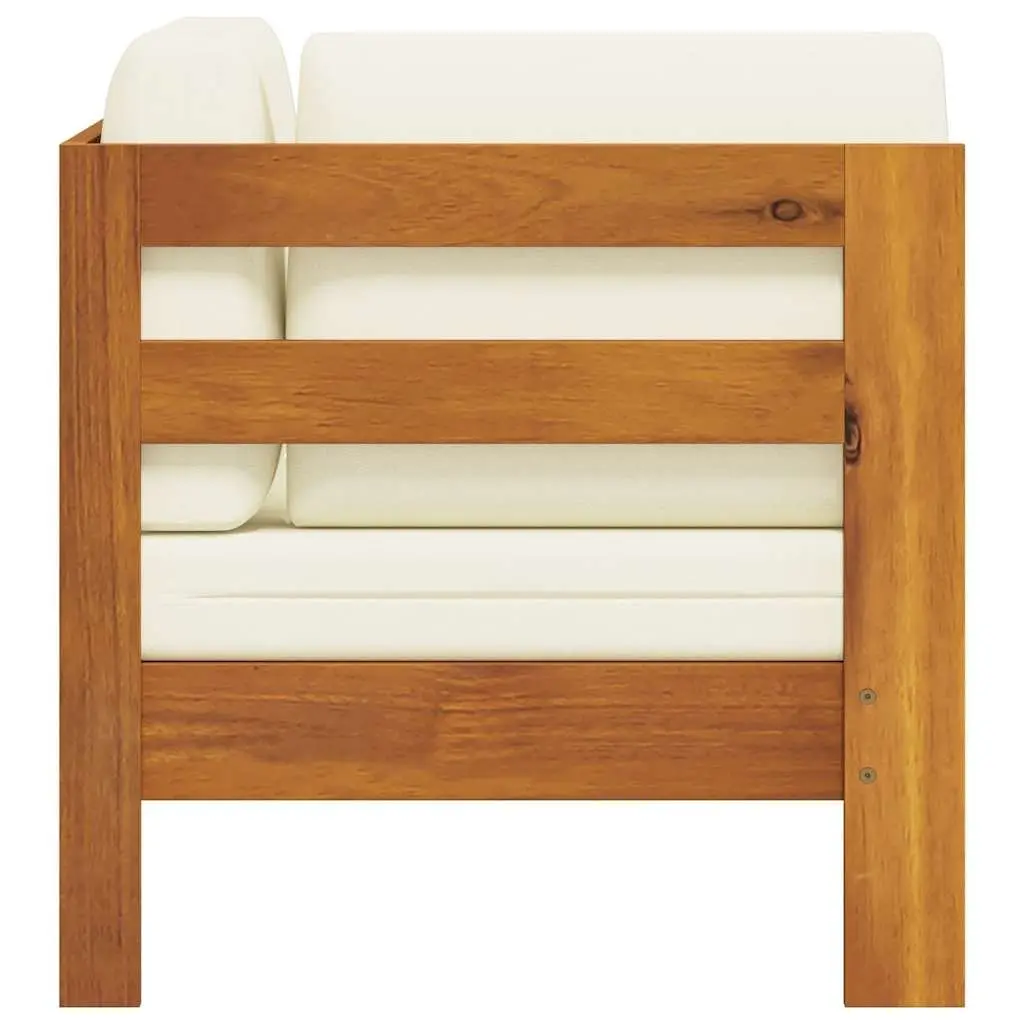 Outdoor Corner Sofa Solid Acacia Wood with Cream Cushions