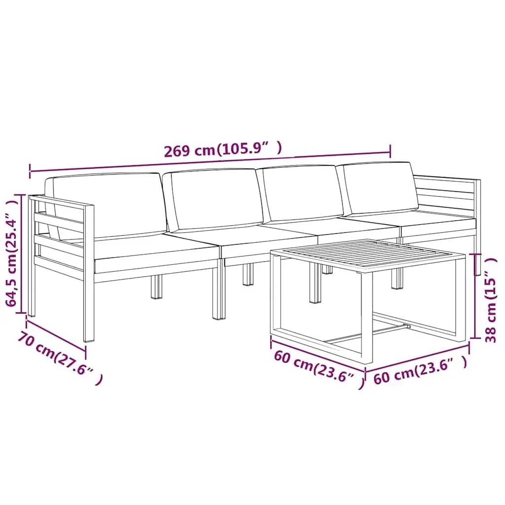 5-Piece Garden Lounge Set with Cushions