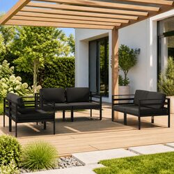 Outdoor Garden Lounge Set 6 Piece Modular Patio Furniture with Cushions