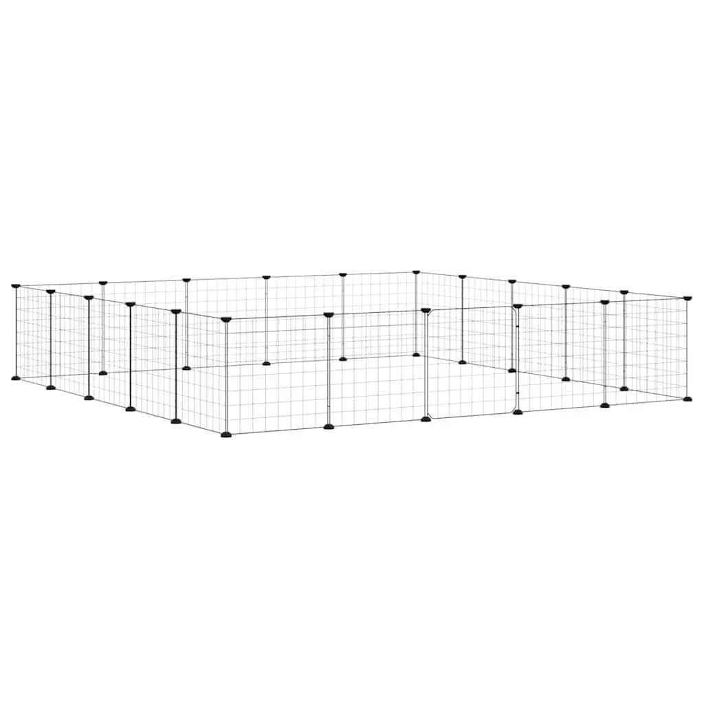 20 Panel Pet Cage with Door Black 35x35 cm Small Animal Enclosure Playpen