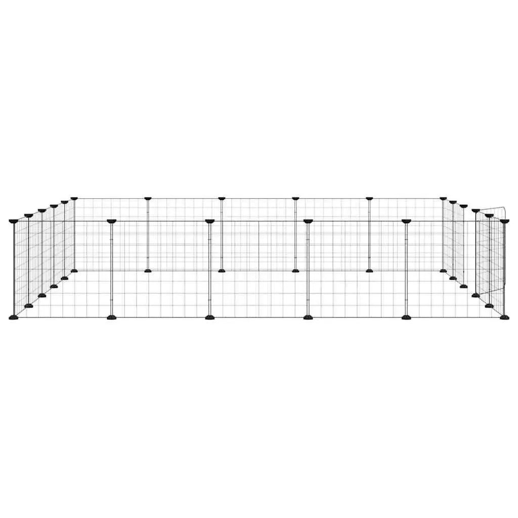 20 Panel Pet Cage with Door Black 35x35 cm Small Animal Enclosure Playpen