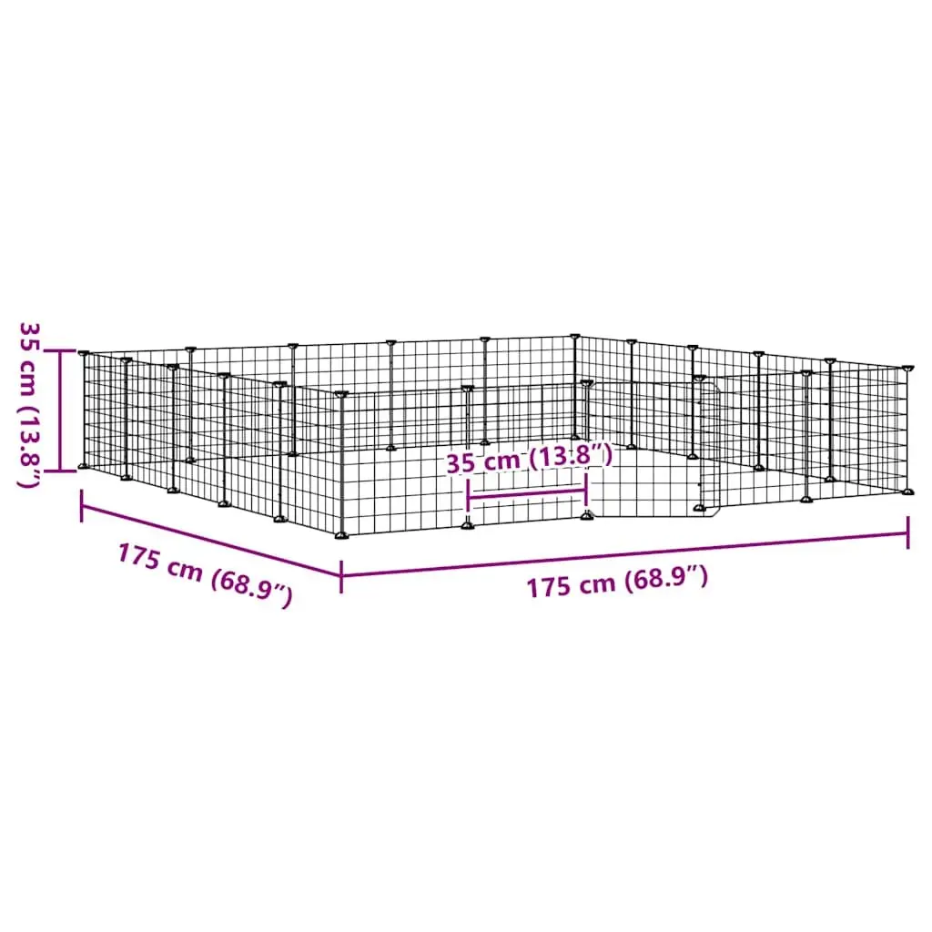 20 Panel Pet Cage with Door Black 35x35 cm Small Animal Enclosure Playpen