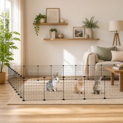 Friendly 36-Panel Black Pet Cage - 35x35 cm