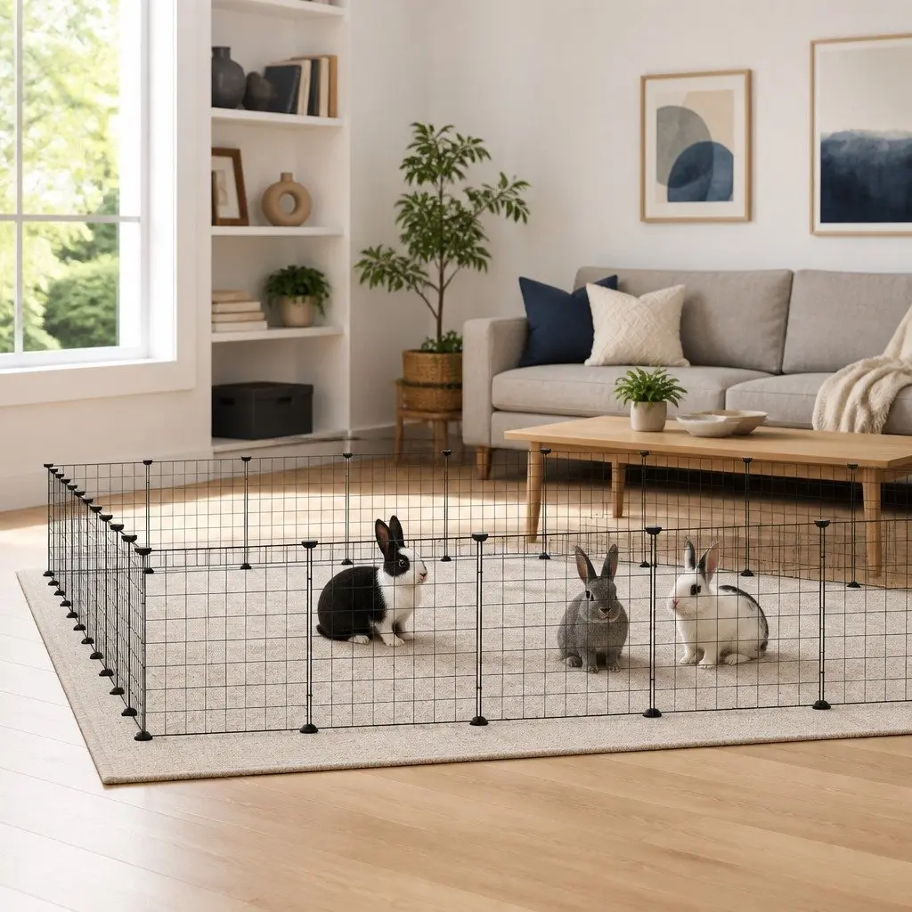 Pet Cage Modular 44 Panel Enclosure Black