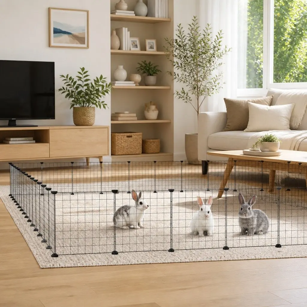 Small Animal Pet Cage Modular 60 Panel Enclosure with Door Black 35x35cm