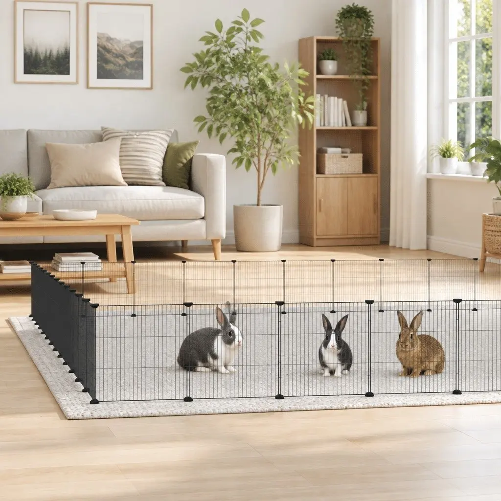 52-Panel Pet Cage with Door Black 35x35 cm Modular Small Animal Habitat