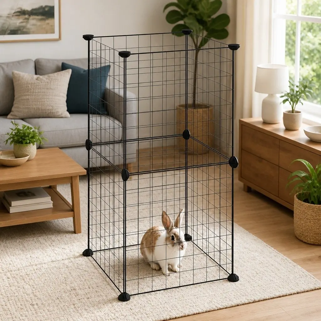8 Panel Small Animal Pet Cage Black Enclosure Exercise Playpen Indoor Habitat