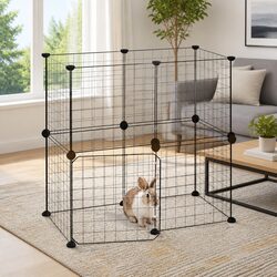 Friendly 12-Panel Pet Cage with Door - Black Color