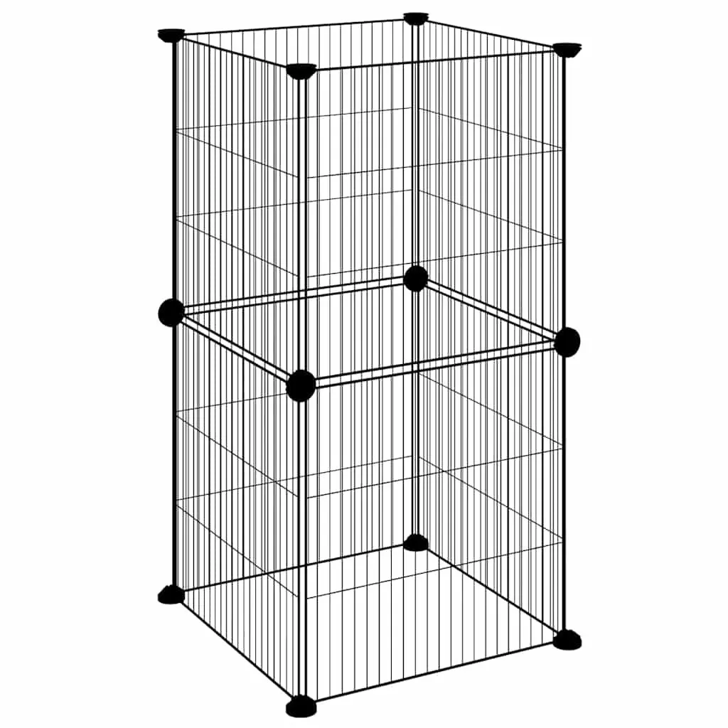 Small Animal Pet Cage Enclosure 8 Panel Configurable Black Steel