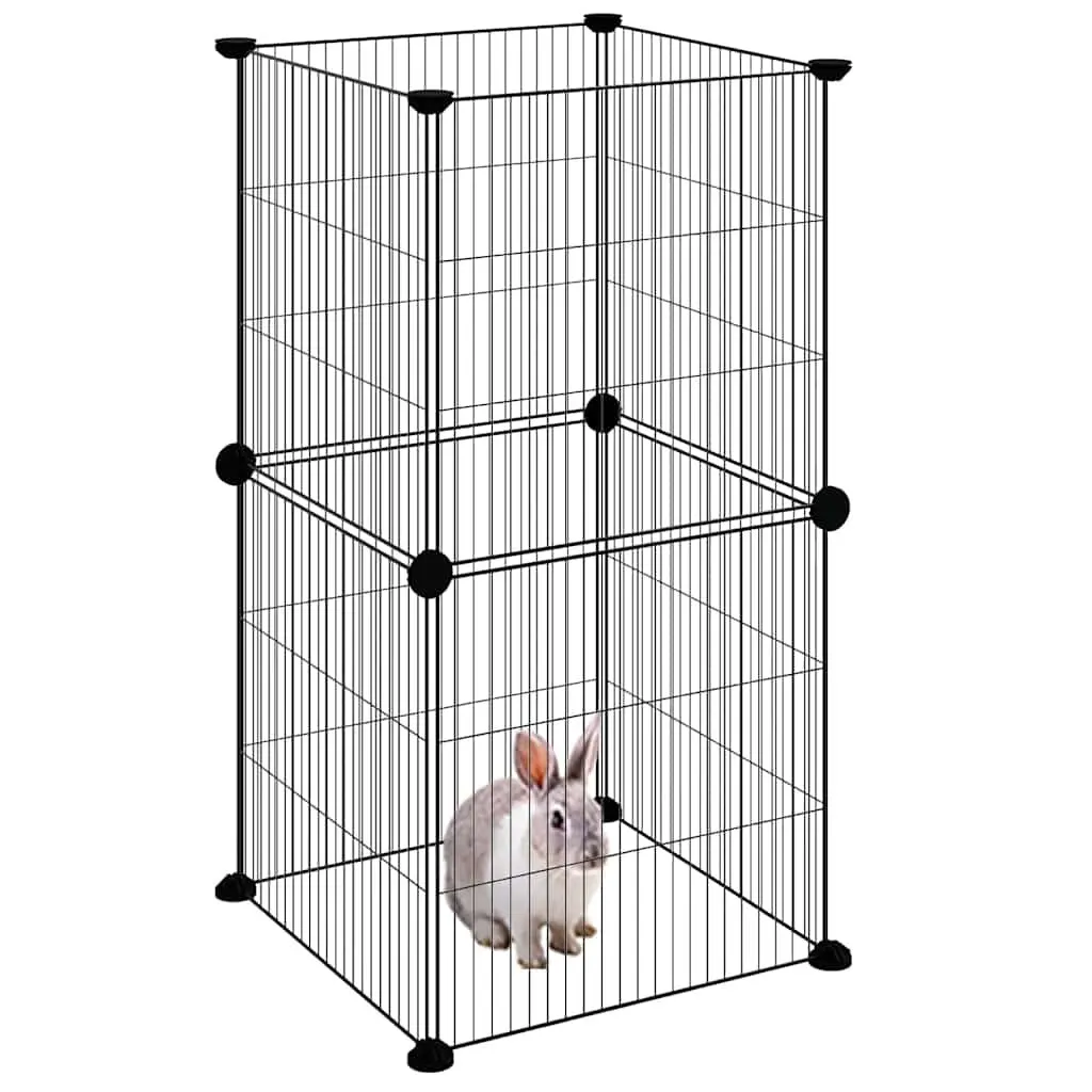 Small Animal Pet Cage Enclosure 8 Panel Configurable Black Steel
