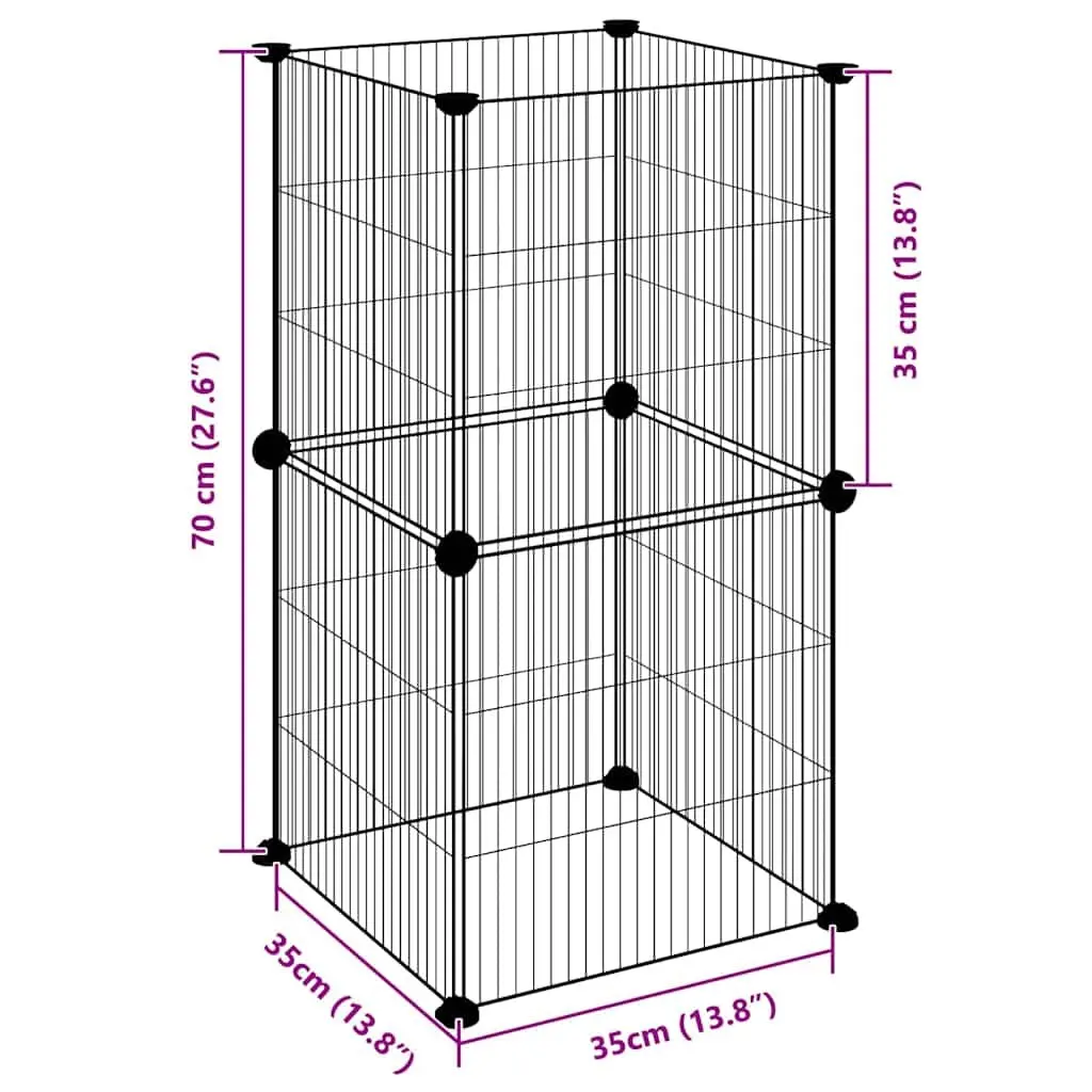 Small Animal Pet Cage Enclosure 8 Panel Configurable Black Steel