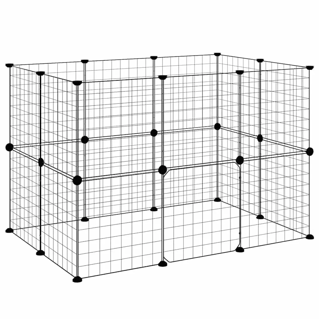 20 Panel Pet Cage with Door Black 105x70x70 cm DIY Playpen Enclosure for Small Animals