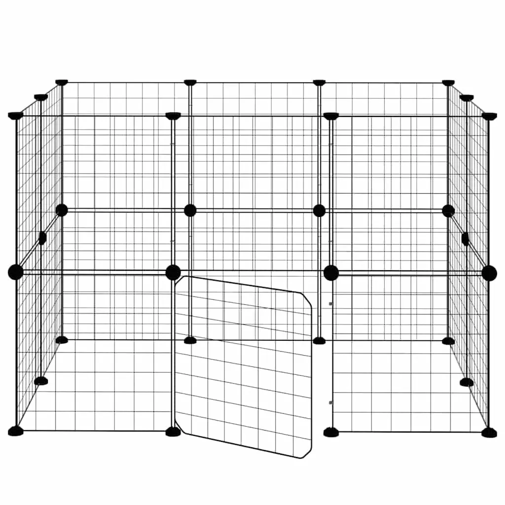 20 Panel Pet Cage with Door Black 105x70x70 cm DIY Playpen Enclosure for Small Animals