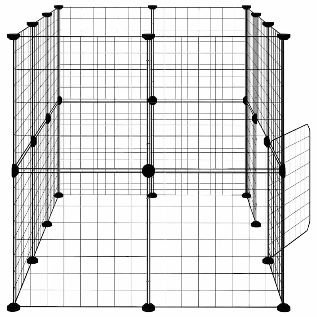 20 Panel Pet Cage with Door Black 105x70x70 cm DIY Playpen Enclosure for Small Animals
