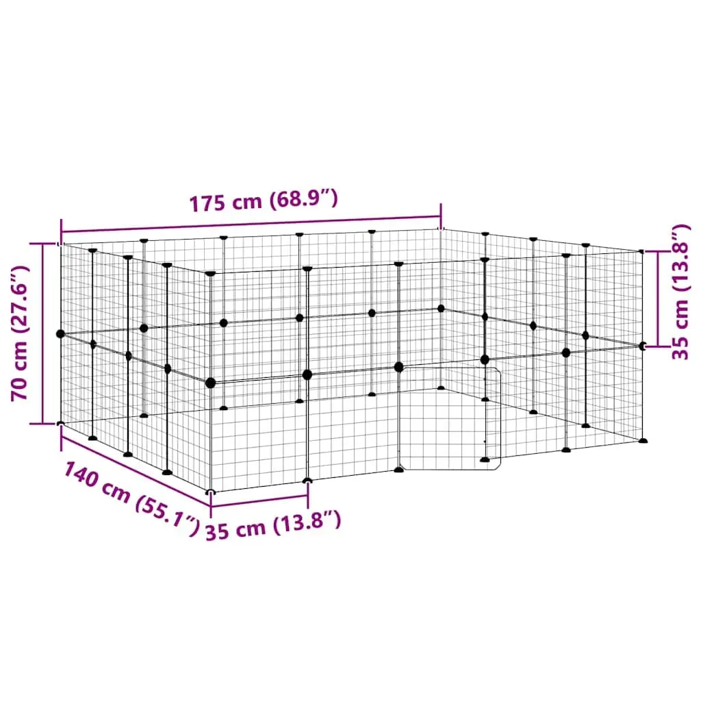 36-Panel Pet Cage Enclosure with Door 175x140x70 cm DIY Animal Playpen Fence