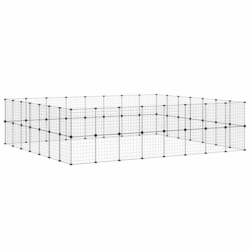 Pet Cage 60-Panel DIY Modular Enclosure Black 280x245x70cm Steel Playpen with