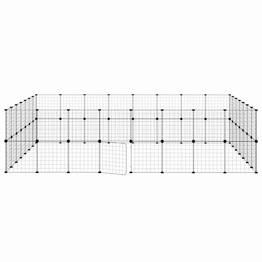 Pet Cage 60-Panel DIY Modular Enclosure Black 280x245x70cm Steel Playpen with