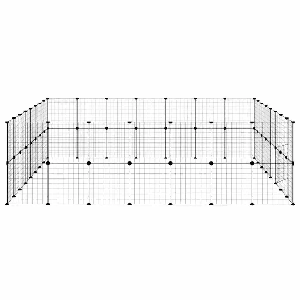 Pet Cage 60-Panel DIY Modular Enclosure Black 280x245x70cm Steel Playpen with