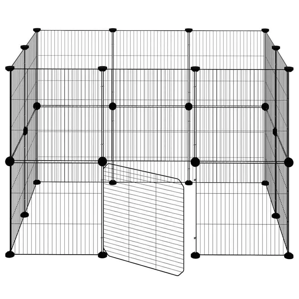 20 Panel Pet Cage with Door Black 105x70x70 cm DIY Playpen Enclosure for Small Animals