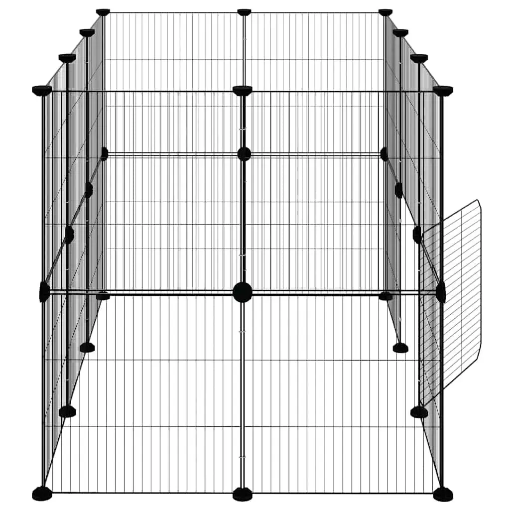 20 Panel Pet Cage with Door Black 105x70x70 cm DIY Playpen Enclosure for Small Animals