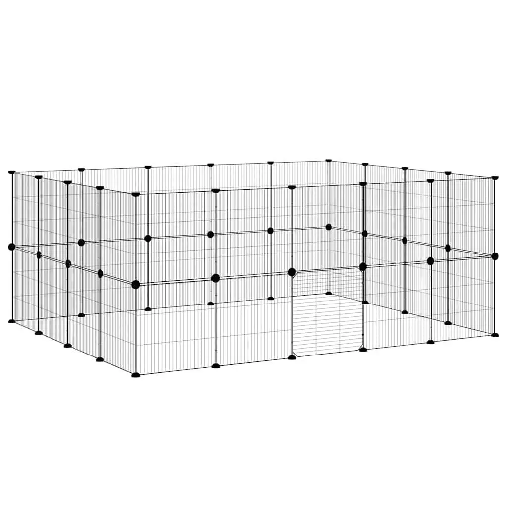 36 Panel Pet Cage DIY Enclosure Black Steel 175x140x70 cm