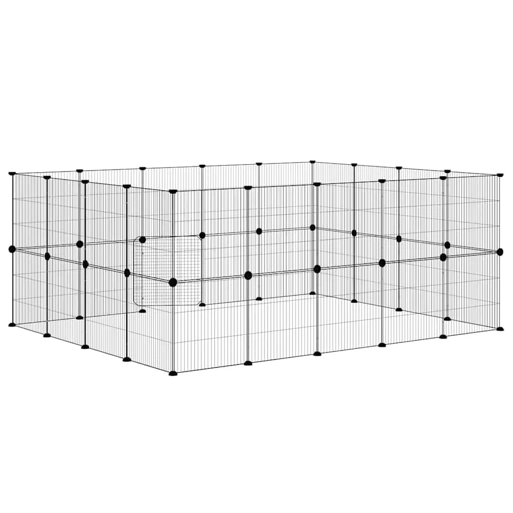36 Panel Pet Cage DIY Enclosure Black Steel 175x140x70 cm
