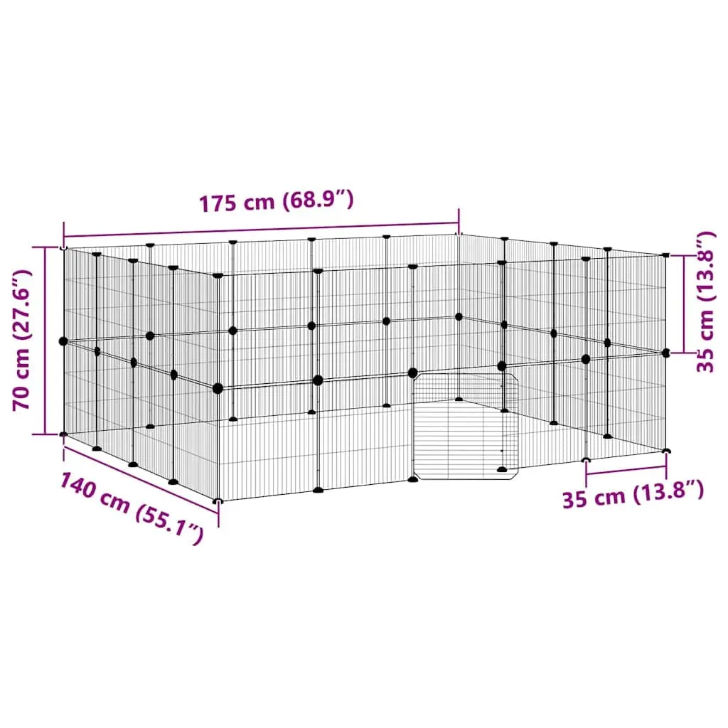 36 Panel Pet Cage DIY Enclosure Black Steel 175x140x70 cm