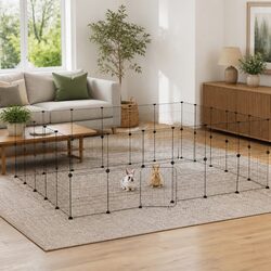 Small Animal Pet Cage 44-Panel Playpen Exercise Enclosure with Door Black