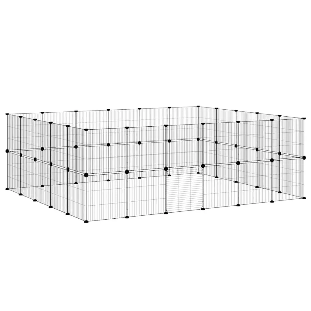 Pet Cage DIY Modular Enclosure Black Steel 210x175x70 cm