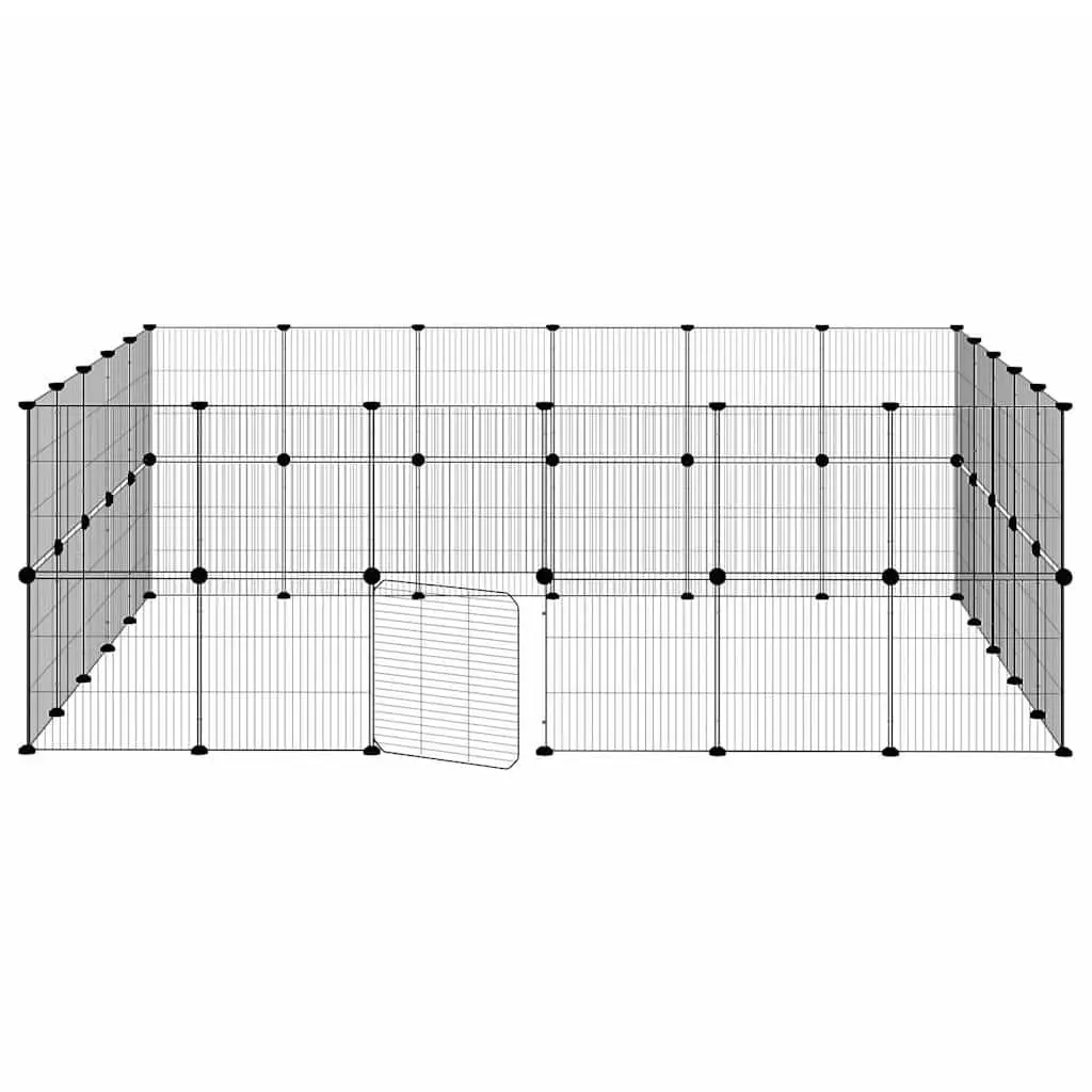 Pet Cage DIY Modular Enclosure Black Steel 210x175x70 cm