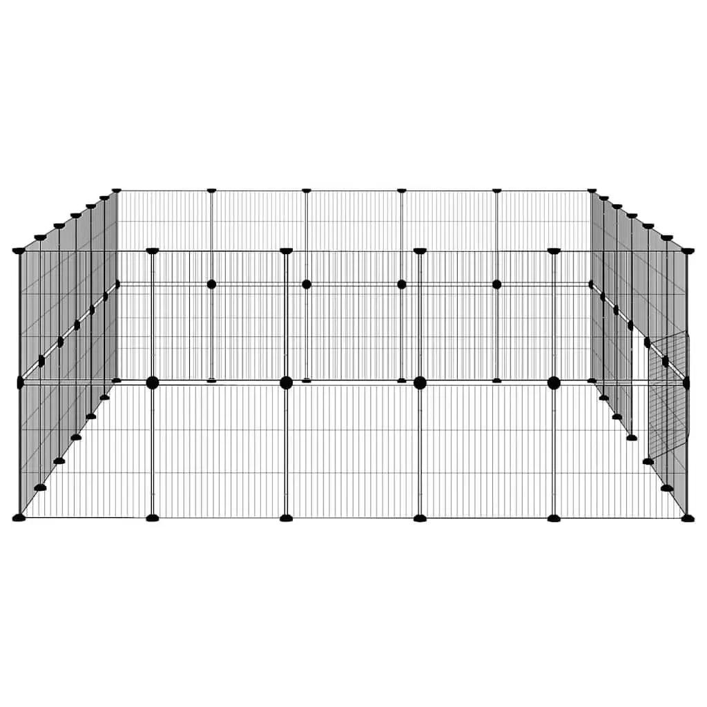 Pet Cage DIY Modular Enclosure Black Steel 210x175x70 cm