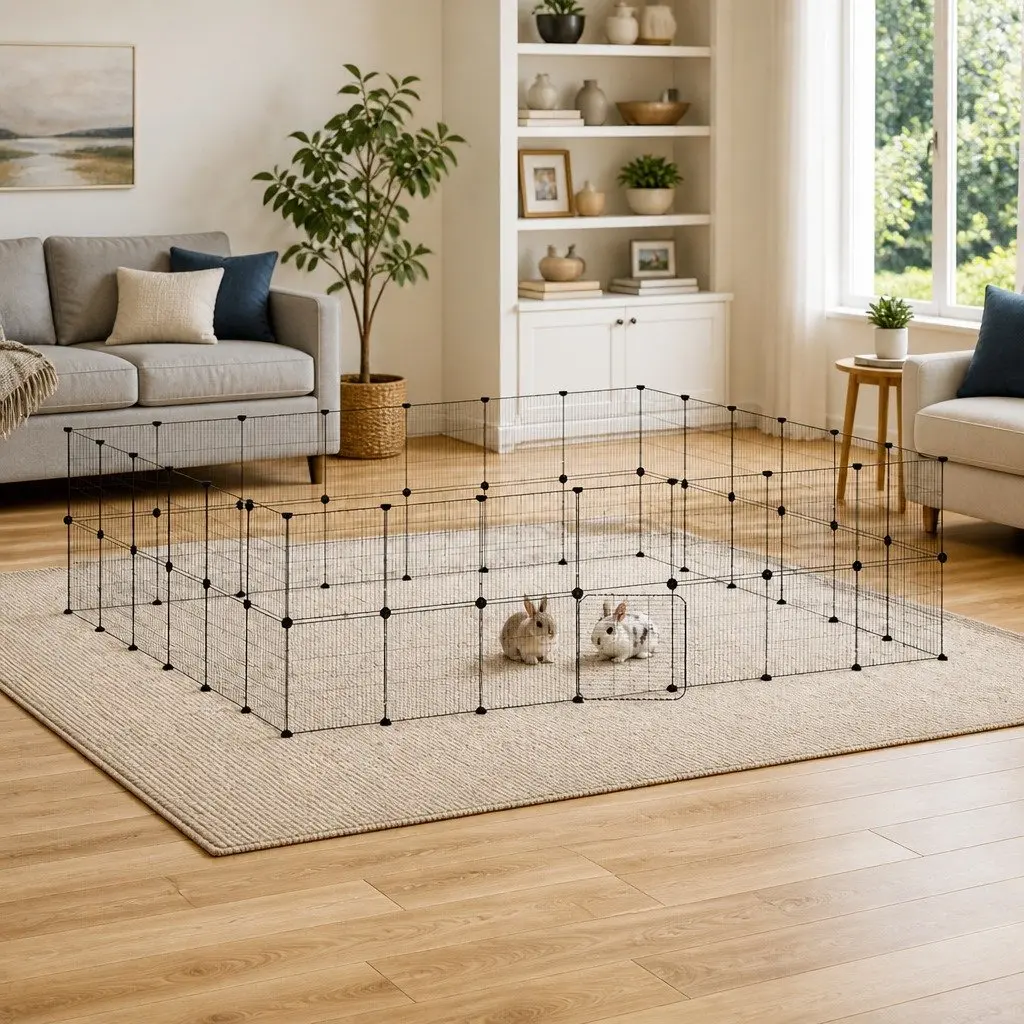 Pet Cage DIY Playpen Enclosure Black 245x210x70 cm Steel 52 Panel