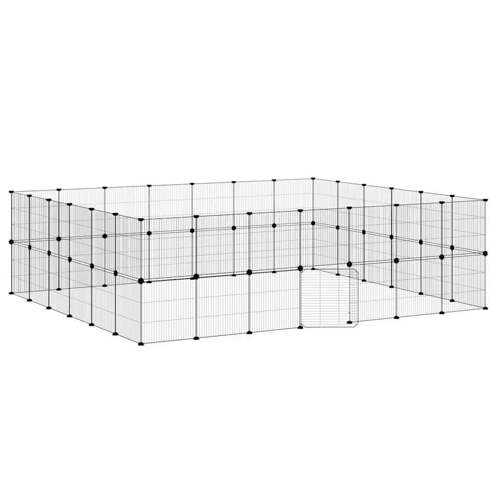 Pet Cage DIY Playpen Enclosure Black 245x210x70 cm Steel 52 Panel