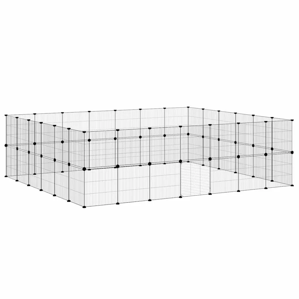Pet Cage DIY Playpen Enclosure Black 245x210x70 cm Steel 52 Panel