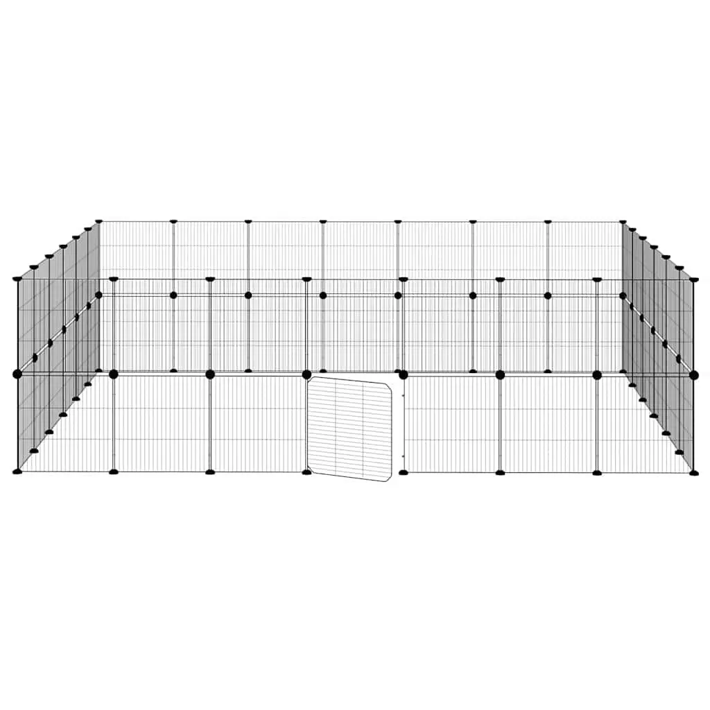 Pet Cage DIY Playpen Enclosure Black 245x210x70 cm Steel 52 Panel