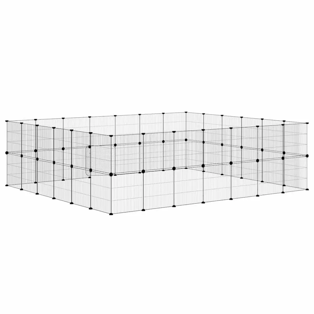 Pet Cage DIY Playpen Enclosure Black 245x210x70 cm Steel 52 Panel