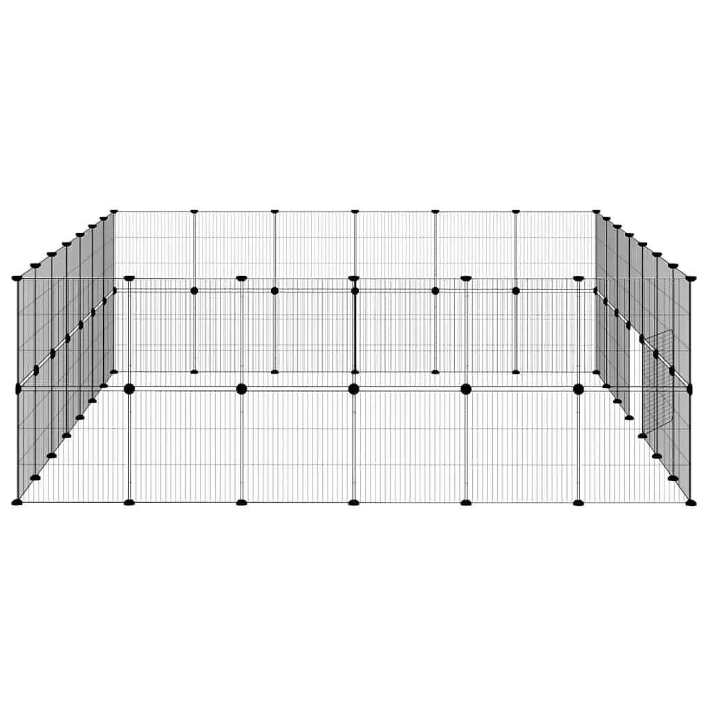 Pet Cage DIY Playpen Enclosure Black 245x210x70 cm Steel 52 Panel
