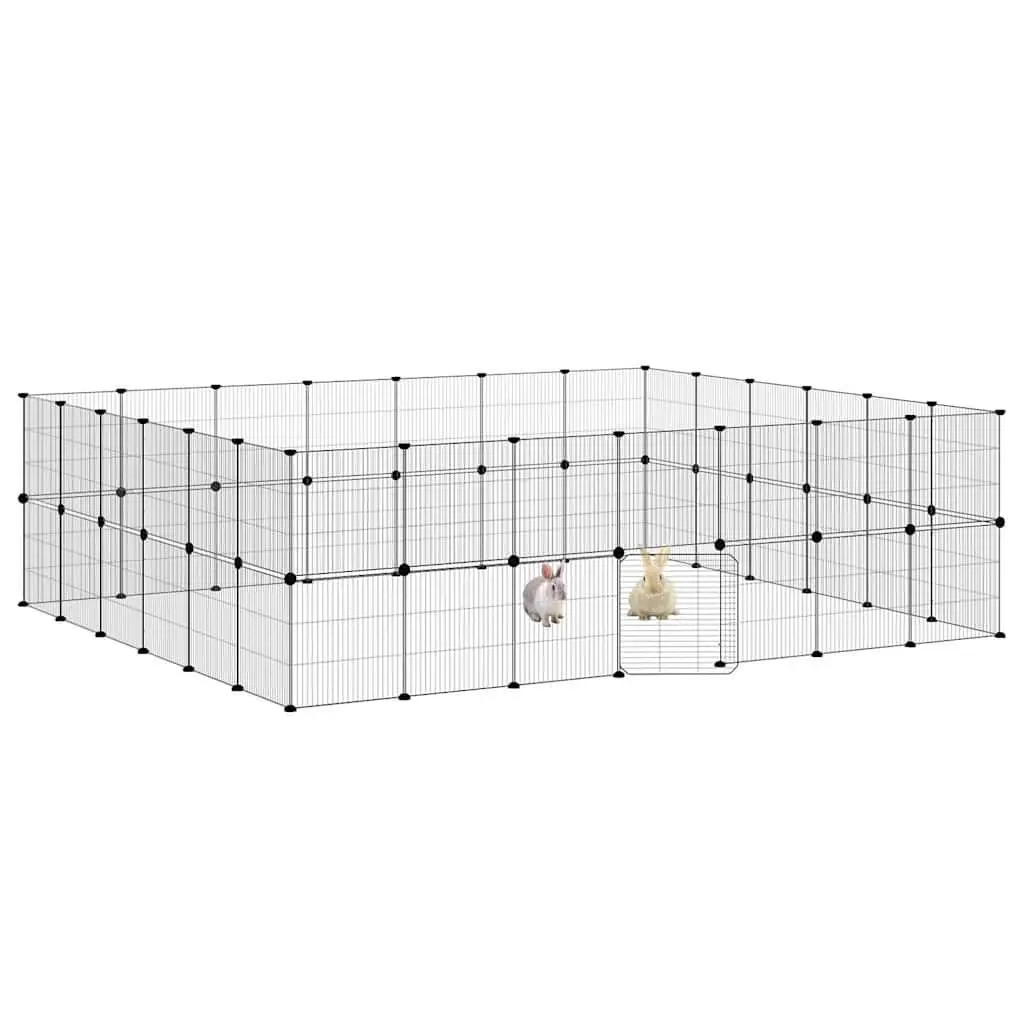 Pet Cage DIY Playpen Enclosure Black 245x210x70 cm Steel 52 Panel