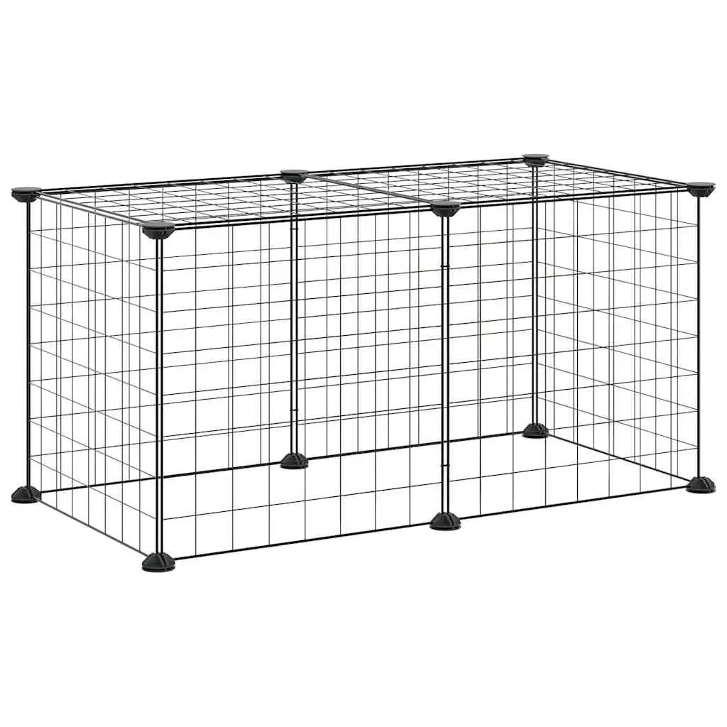 8-Panel Pet Cage Enclosure Small Animal Playpen Exercise Pen Black 35x35 cm