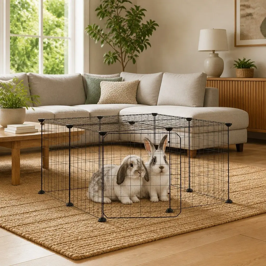 12 Panel Pet Cage with Door Black 35x35 cm