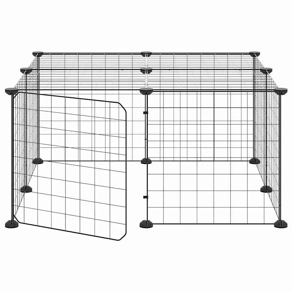 12 Panel Pet Cage with Door Black 35x35 cm